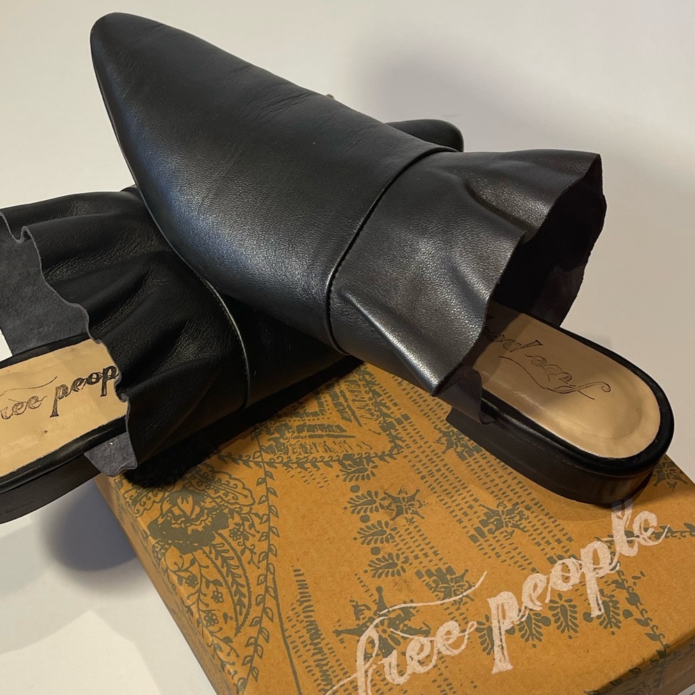 Free People Black Leather Slip-ons
